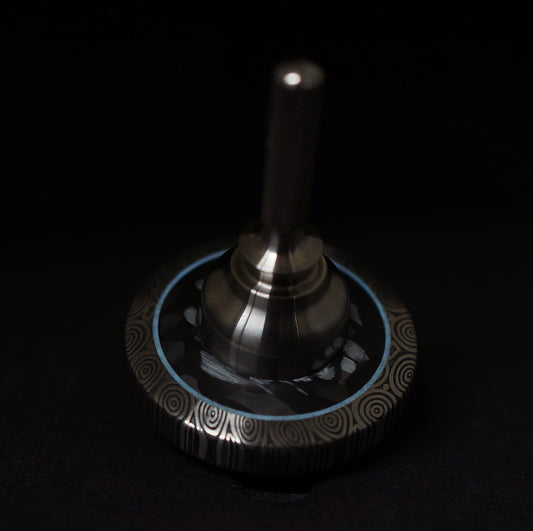 #2046 1.05" Bluetongue Damasteel, White CarbonPlaid, White TurboGlow & Titanium