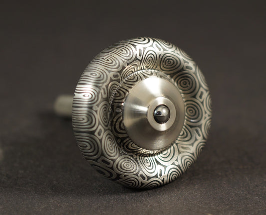 UDW #2037 1" Bluetongue Damasteel & Titanium Spinning Top