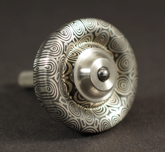 UDW #2038 1" Bluetongue Damasteel & Titanium Spinning Top