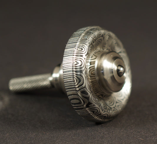 UDW #2039 1" Bluetongue Damasteel & Titanium Spinning Top