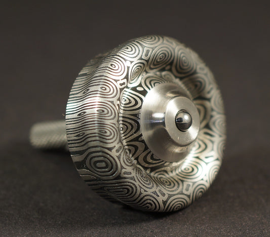 UDW #2040 1" Bluetongue Damasteel & Titanium Spinning Top