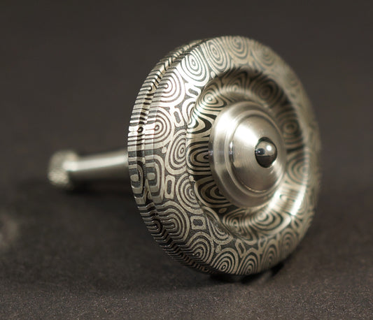 UDW #2042 1" Bluetongue Damasteel & Titanium Spinning Top