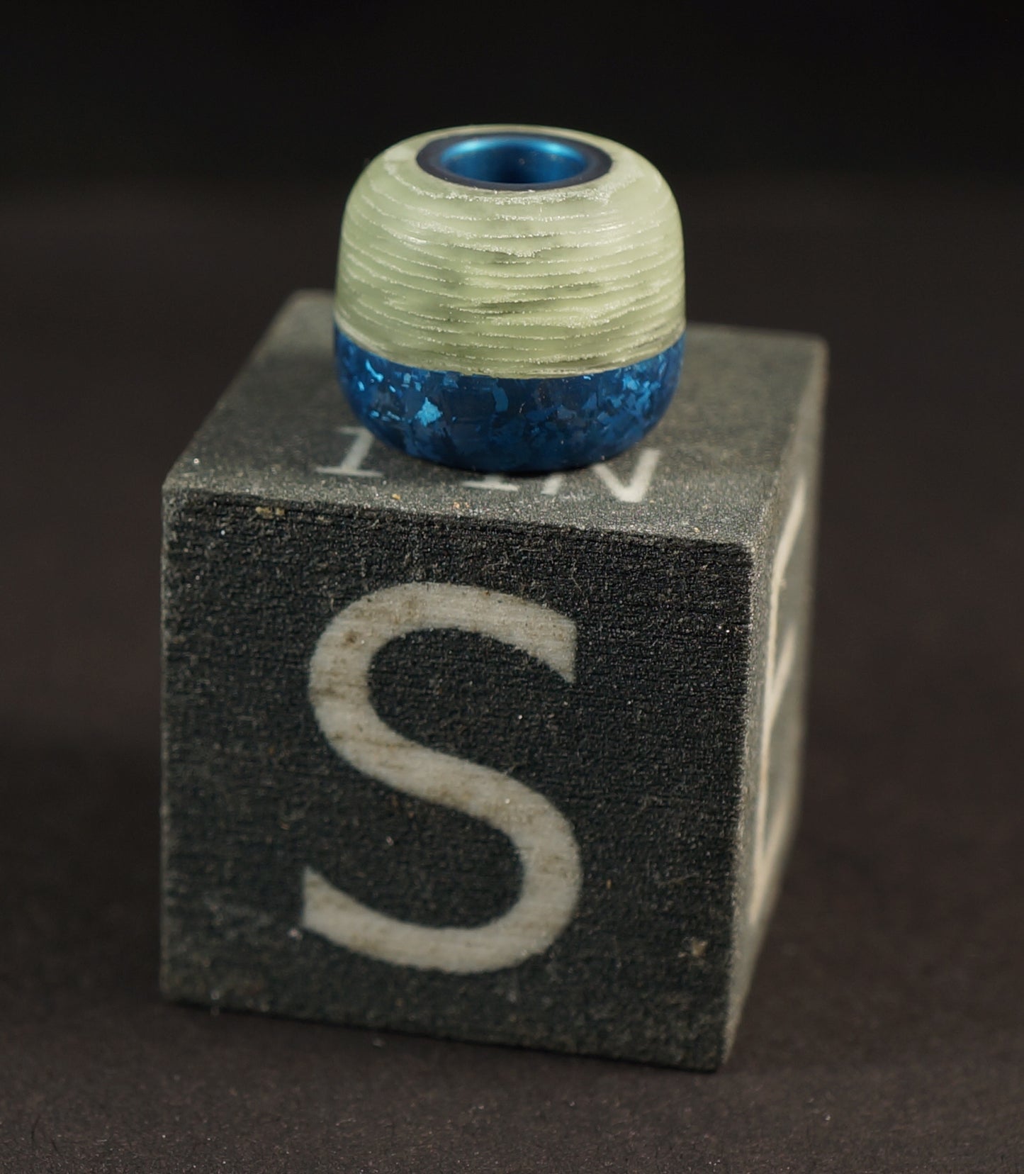 Bead #57 Blue Crystalized Titanium, GlowWaves & Titanium