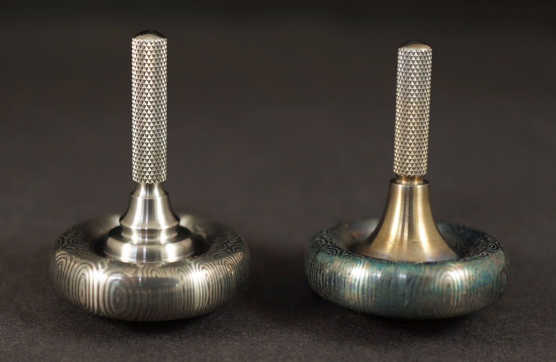 #2048 & #2049 .99" Bluetongue Damasteel & Titanium Donuts