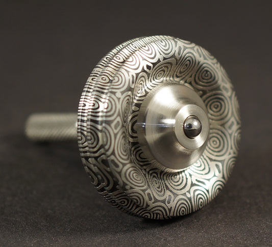 UDW #2041 1"	Bluetongue Damasteel & Titanium Spinning Top