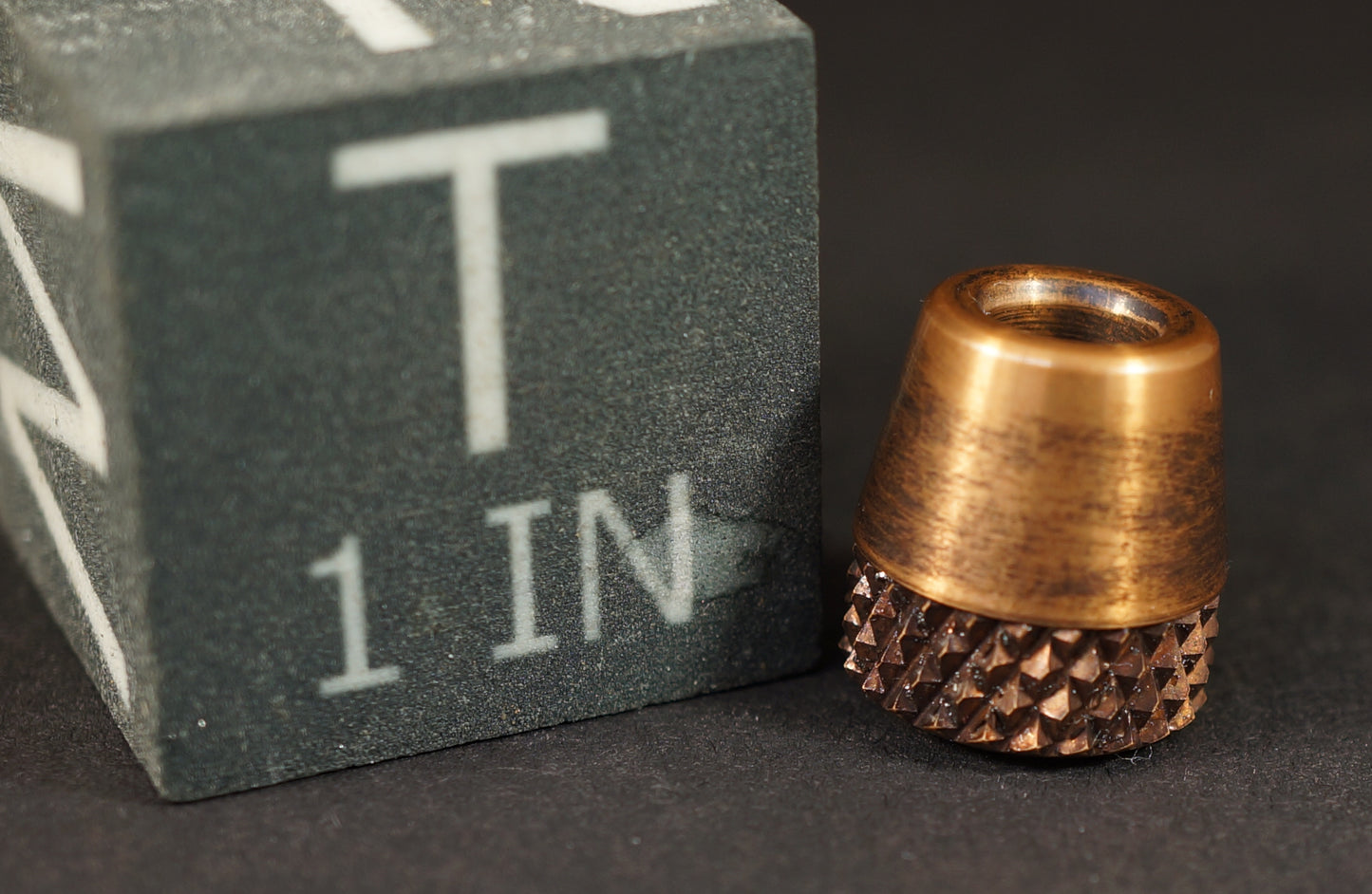 Bead #74	.55"x.62"		Bronze 510, Antiqued 16 TPI Knurl Teardrop