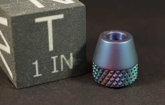 Bead #78	.61"x.66"		Niobium Blasted Greenish 16 TPI Knurl Teardrop