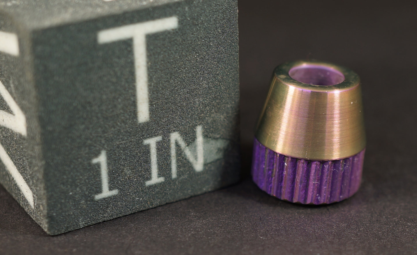 Bead #79	.54"x.59"		Titanium Gr5, Purple 16 TPI Straight Knurl Teardrop