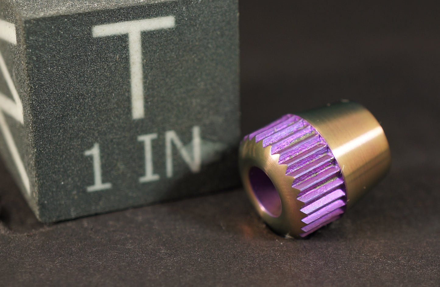 Bead #79	.54"x.59"		Titanium Gr5, Purple 16 TPI Straight Knurl Teardrop