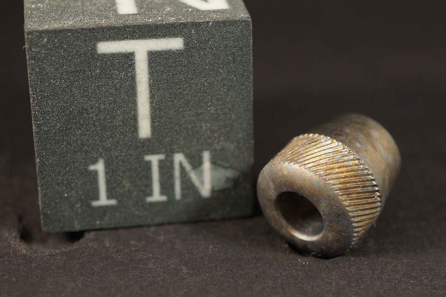 Bead #81	.54"x.58"		Titanium Gr5, Rifle Knurl Teardrop, Antiqued