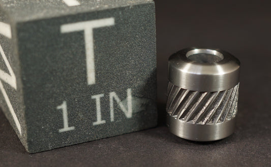 Bead #82	.53"x.61"		Titanium Gr5 , Knocked Down Rifle Knurled Stripe