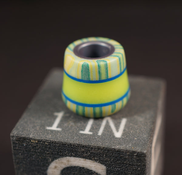 Bead #46 Crazy Fiber, Yellow TurboGlow, Blue G10 & Titanium